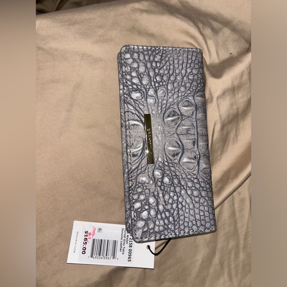 Brahmin Gray Crocodile Embossed Wallet